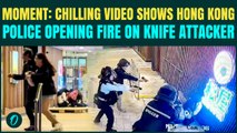 CHILLING VIDEO: Hong Kong Police FIRE TWO Rounds at Knife Att@cker Outside Mall;Suspect DIES at Spot