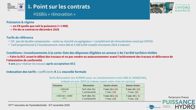 12è rencontre hydro – Table-ronde sur l’actualité de la filière hydroélectricité – Intervention de Jean-Marc Levy sur – les différents type de contra