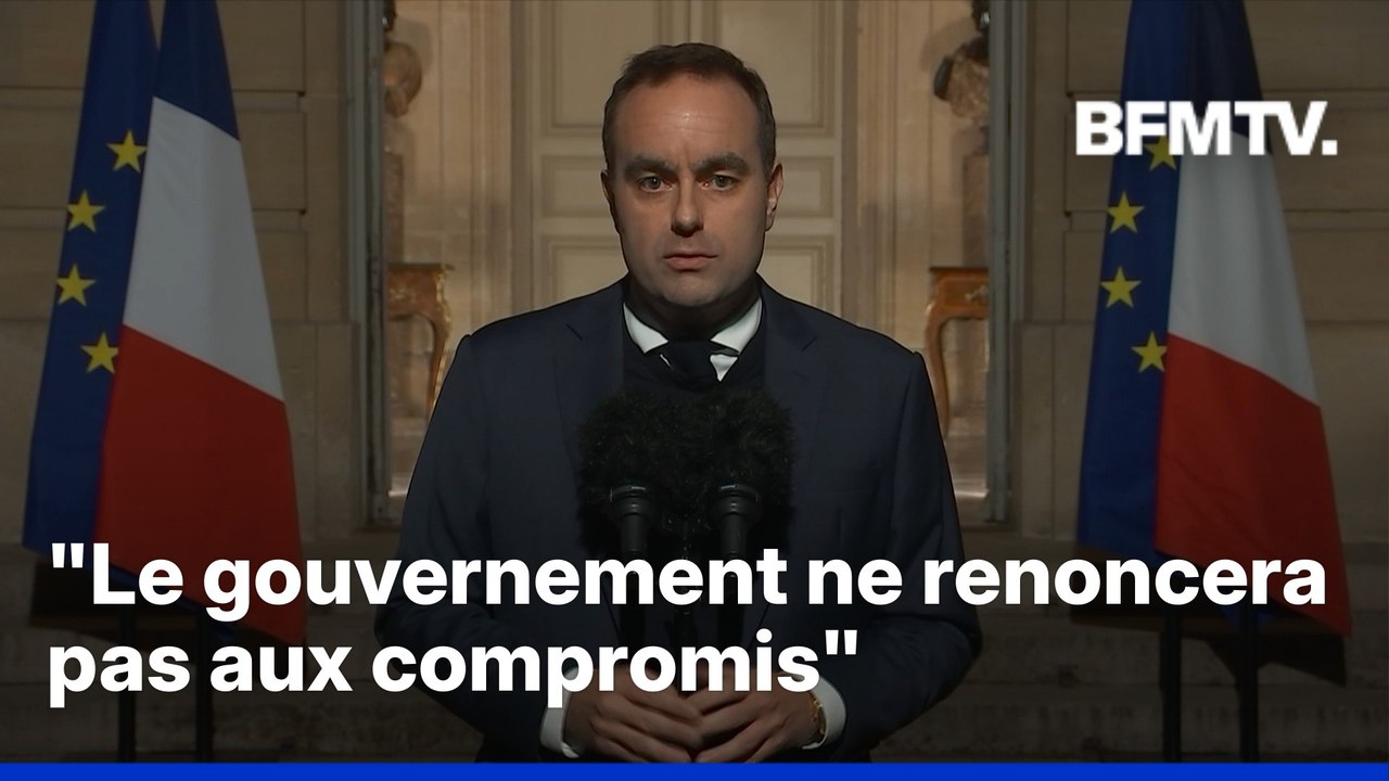 Lors de son allocution sur le perron de Matignon, Sébastien Lecornu assure que "le gouvernement ne renoncera pas aux compromis"