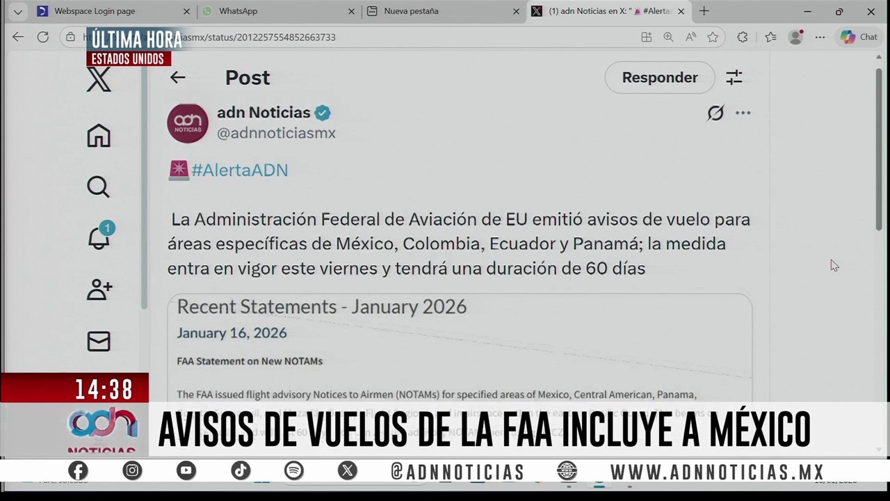 🚨¡Última Hora! Estados Unidos lanza avisos de vuelo para México, Colombia, Ecuador y Panamá
