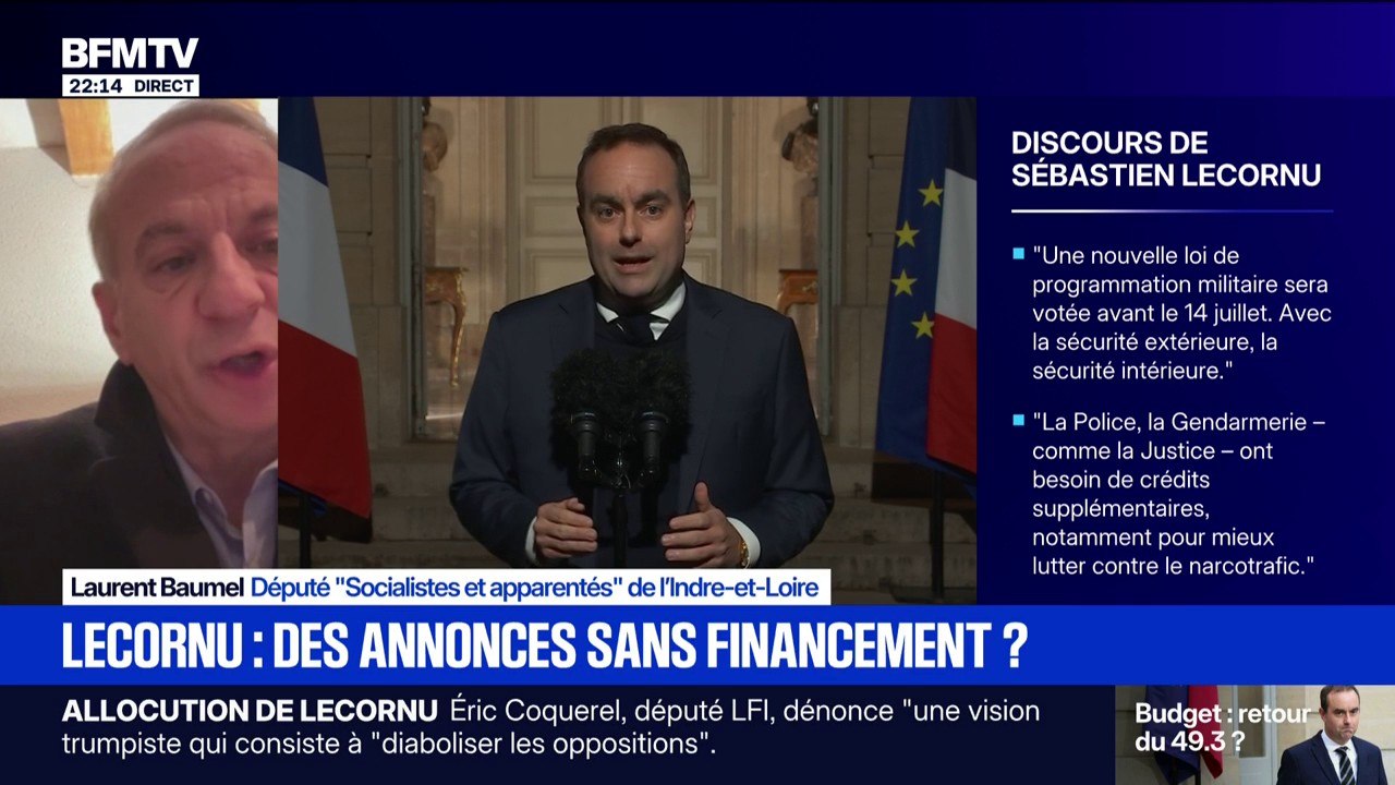 Discours de Sébastien Lecornu: "Je considère que c'est normal d'aller chercher l'argent dans les superprofits des plus grandes entreprises françaises", déclare Laurent Baumel, député (PS)