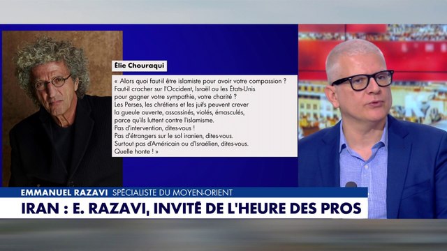 Emmanuel Razavi : «Une partie de la culture s'est mobilisée pour Gaza, pas pour les Iraniens»