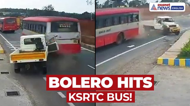 Shocking Crash in Karnataka's Nelamangala: Bolero Rams Into KSRTC Bus | Caught on Camera