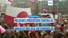Milhares de pessoas participam nos protestos "Hands off Greenland" na Dinamarca