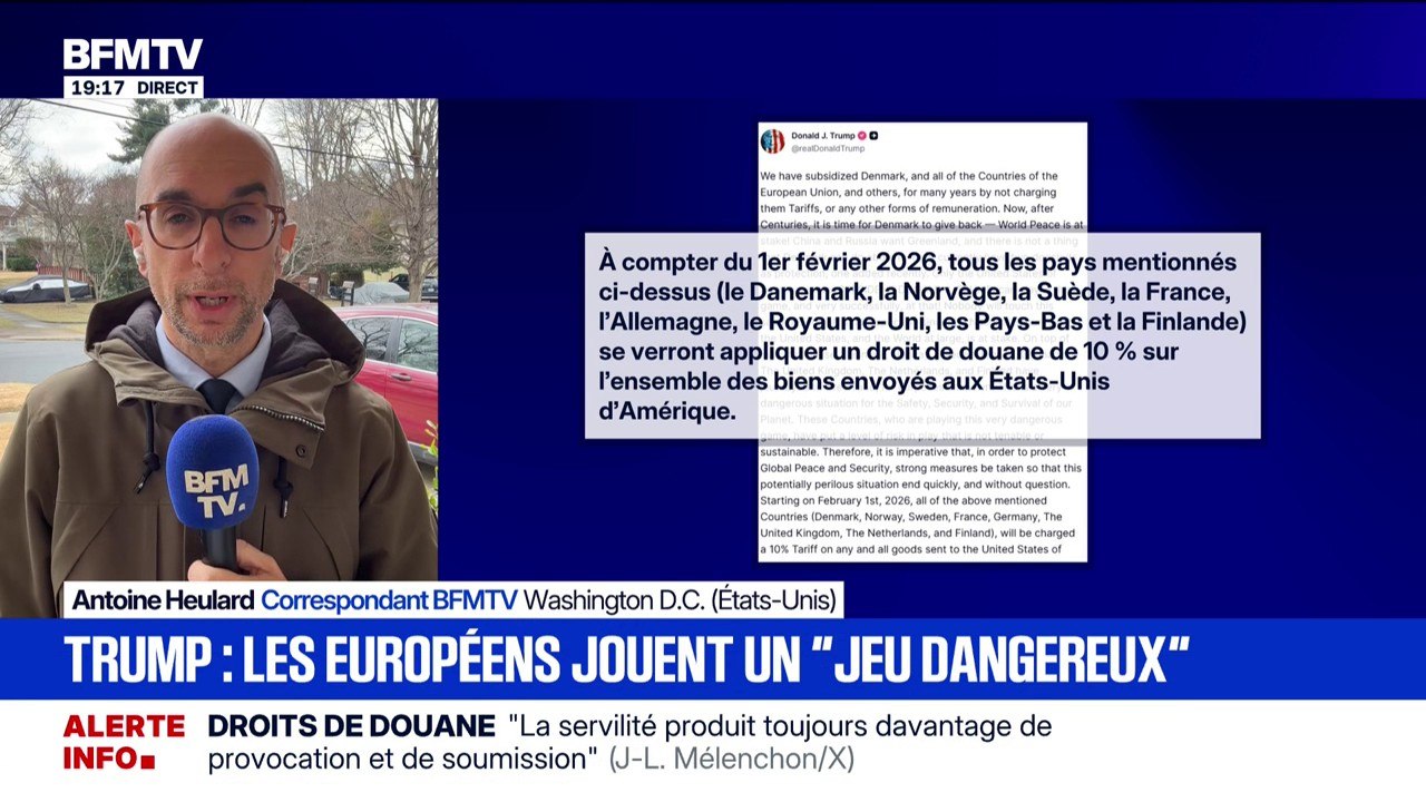 Groenland: Donald Trump a annoncé l'application de 10% de droits de douane pour huit pays européens, y compris la France