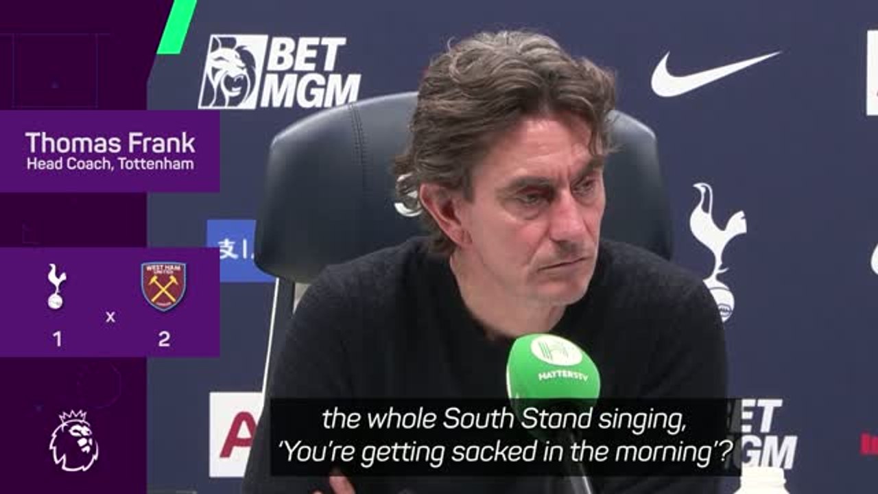 Frank responds to 'you're being sacked in the morning' chants after West Ham defeat