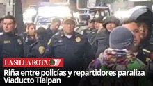 Policías y repartidores se enfrentan a golpes en Viaducto Tlalpan: caos vial en CDMX