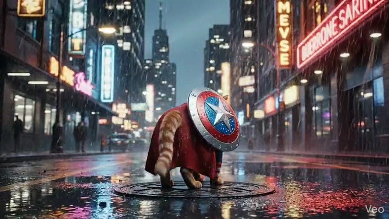 Superhero orange cat