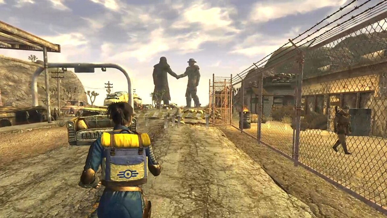 Fallout: New Vegas - Wir laufen auf dem Weg durch die Mojave, den Lucy und der Ghul in der Serie nehmen