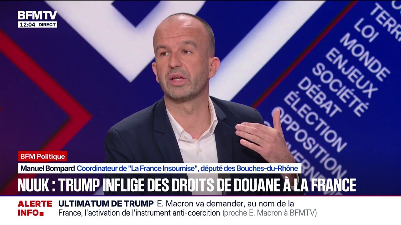 Groenland: pour Manuel Bompard (LFI), Donald Trump a "une stratégie réfléchie", de "rançonner les pays de l'Union européenne"