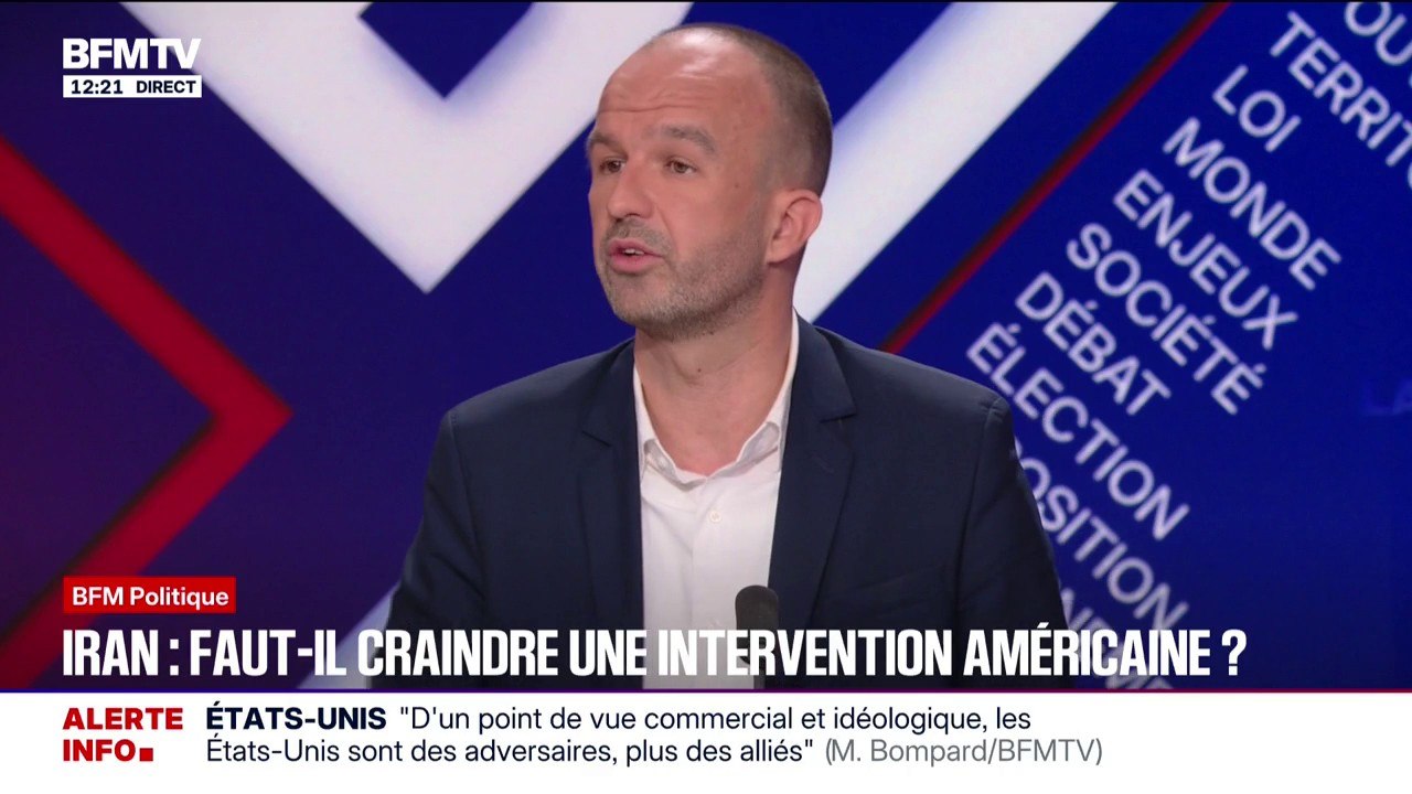 "Évidemment qu'il ne faut pas laisser les Iraniens tous seuls, mais pas d'intervention militaire", déclare Manuel Bompard (LFI)