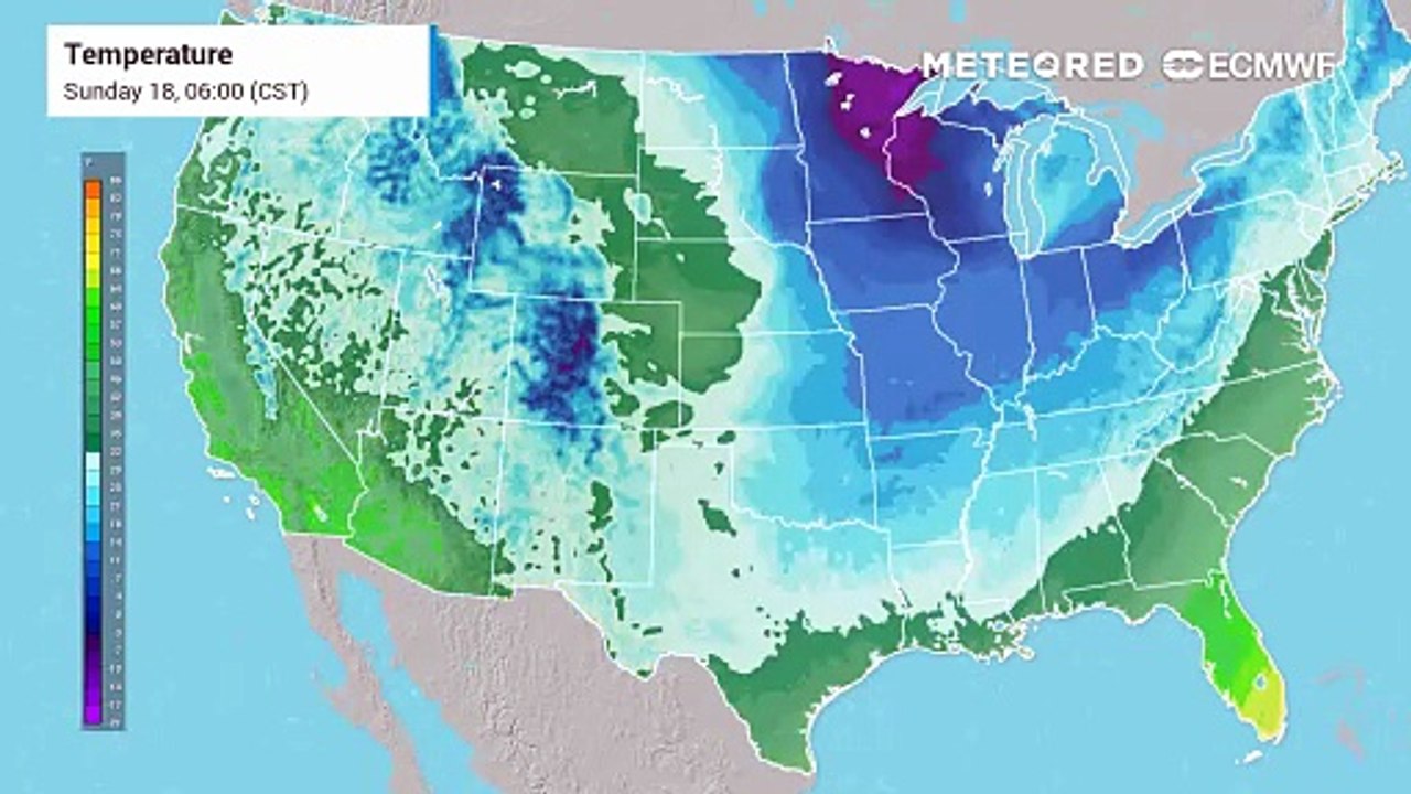 Arctic air will sweep well southward this week in the central and eastern U.S.