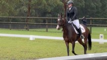 Rider loses balance mid-performance after horse suddenly freaks out