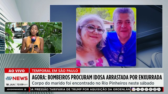 Bombeiros continuam procurando idosa arrastada por enxurrada em SP