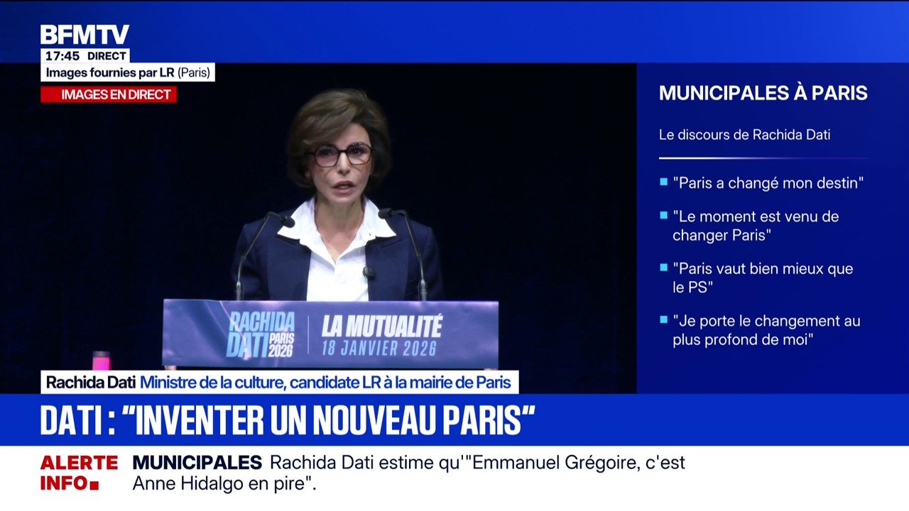 Élection municipale: "Rien ne m'empêchera d'accéder à cette mairie", déclare Rachida Dati, ministre de la Culture et candidate LR à la mairie de Paris