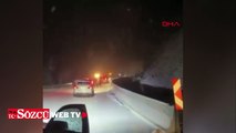 Bursa’da Oylat Kaplıcaları yolu kar nedeniyle kapandı: 20 araç mahsur kaldı
