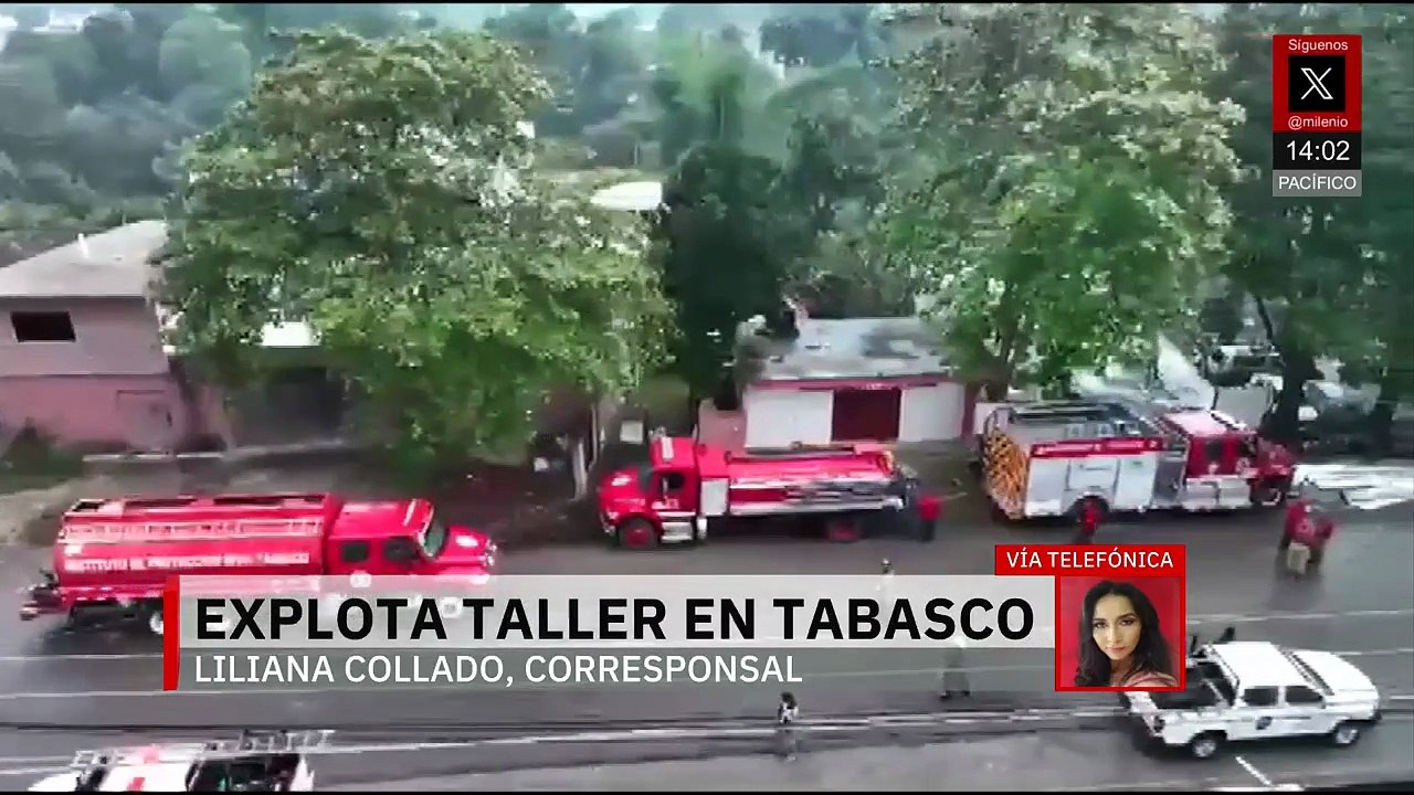 Taller mecánico en Tabasco se incendia dejando varias personas heridas y vehículos calcinados