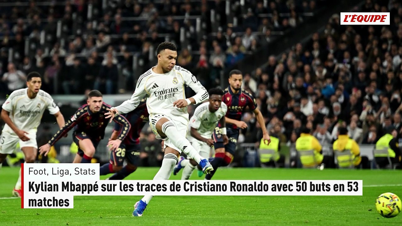 Kylian Mbappé sur les traces de Cristiano Ronaldo avec 50 buts en 53 matches - Foot - Liga