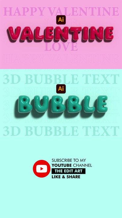 3D Bubble Text Effect | Illustrator | Tutorial | Noob vs Pro Editor | the Edit Art | Photoshop