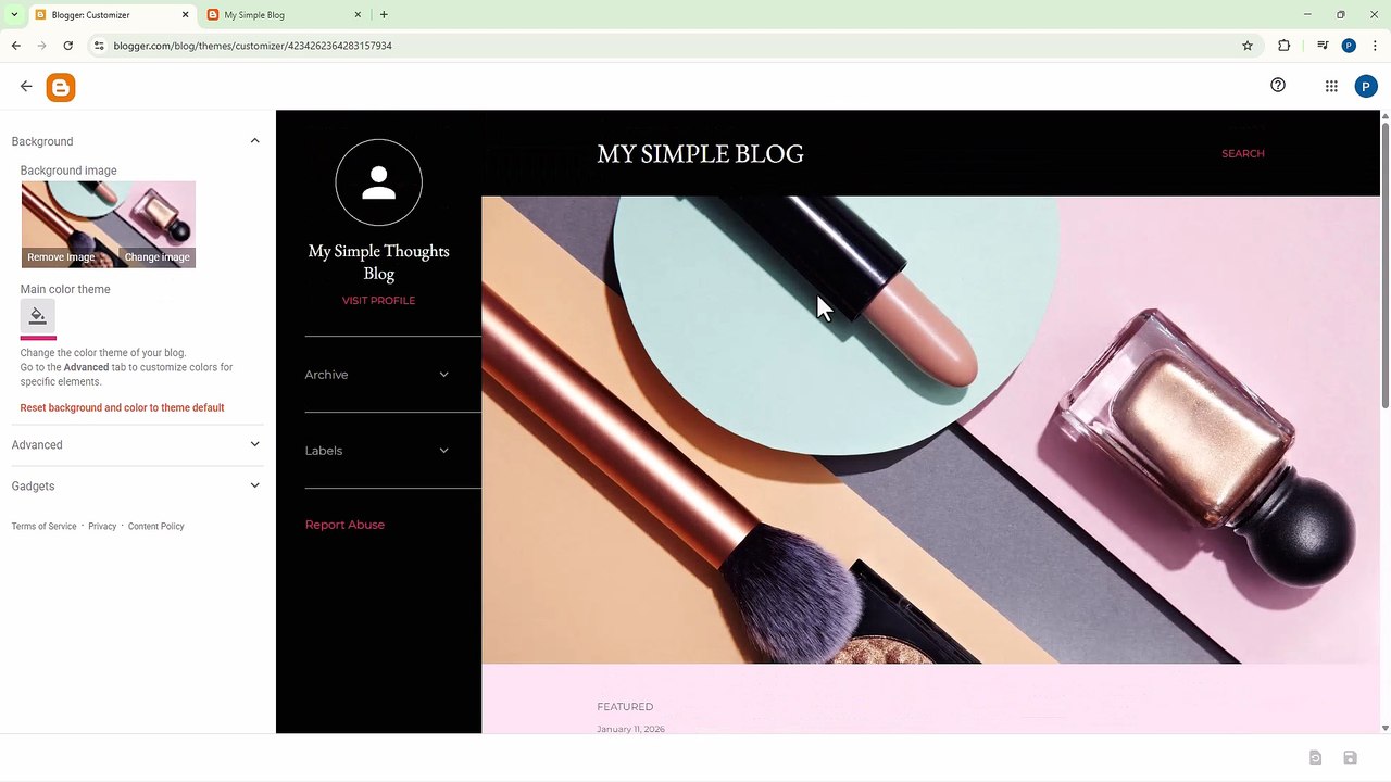 Blogger 26 Updating Theme Background