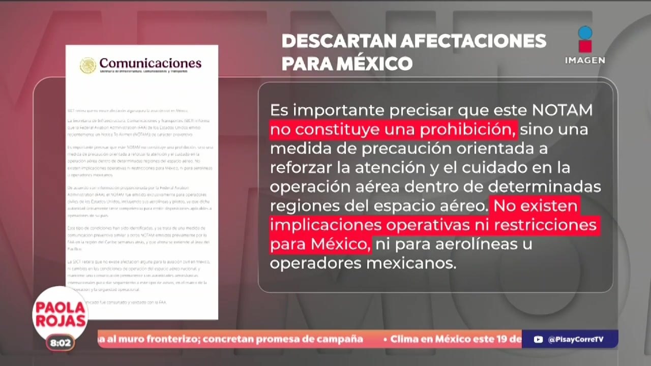 México descarta afectaciones a la aviación por aviso de EUA | DPC con Paola Rojas