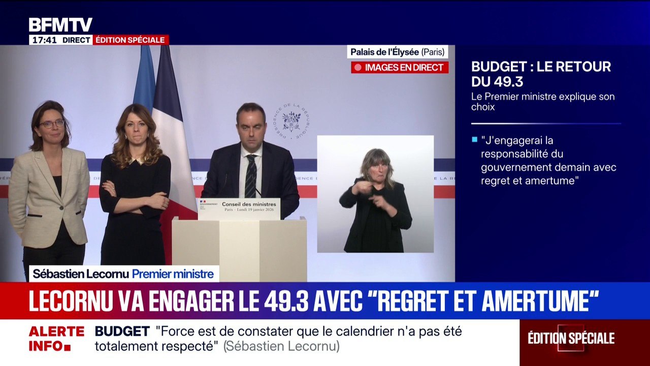 Budget/49.3: "Ce n'est pas parce qu'on engage la responsabilité du gouvernement qu'on abandonne l'idée du compromis et du travail sur le fond", souligne Sébastien Lecornu
