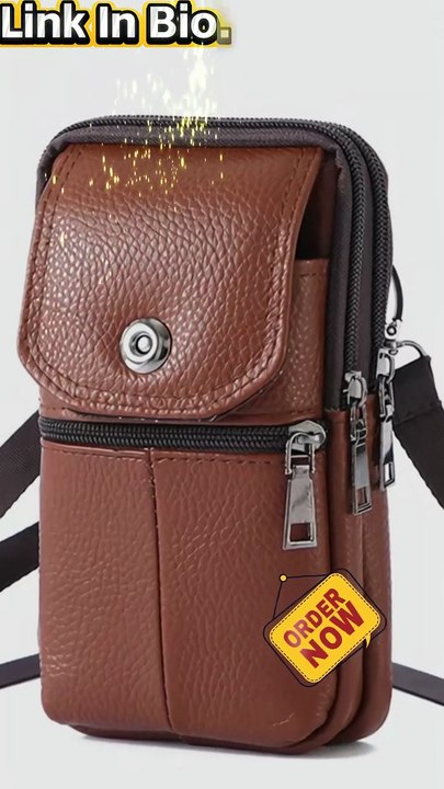 Stylish Leather Phone Shoulder Bag for Men | Hands-Free & Secure Carry