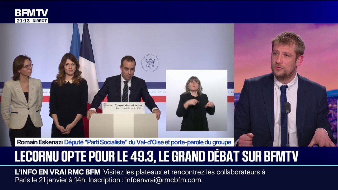 Budget/49.3: pour Romain Eskenazi, député (PS), le budget de Sébastien Lecornu "n'est pas un budget socialiste"