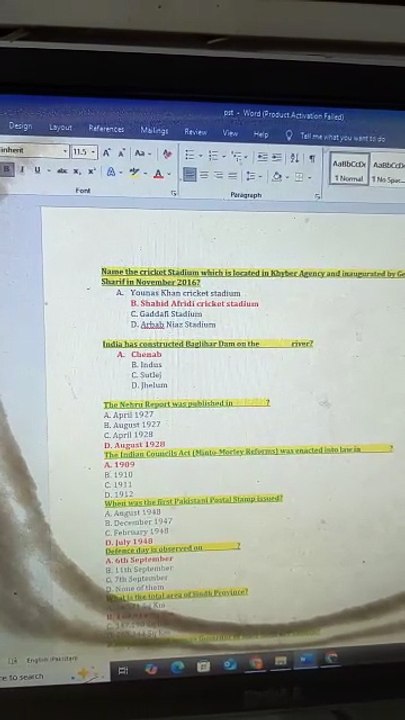 Pakistan study important mcqs