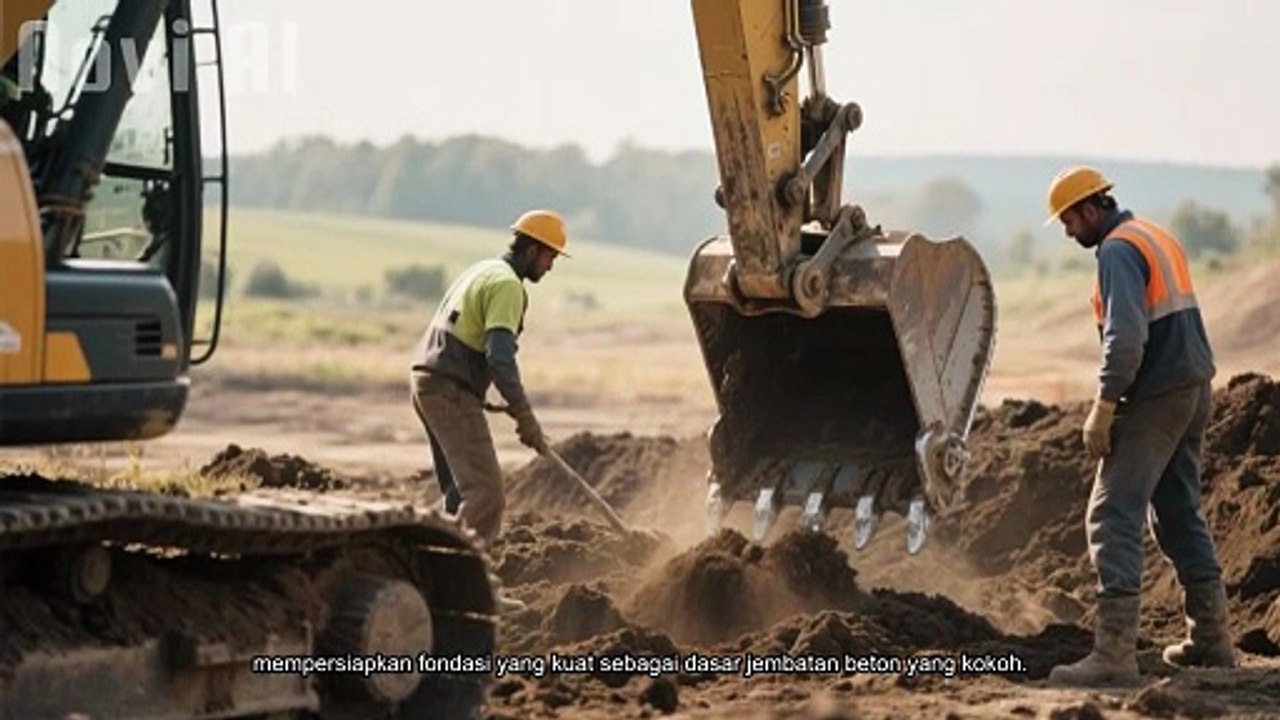 Pekerja Konstruksi Bangun Jembatan