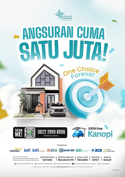 Hub. 0822 2999 8896, Rumah Lamongan Kota DP Kecil Angsuran Ringan di Lamongan Jawa Timur Grand Zamzam Harga Berkualitas