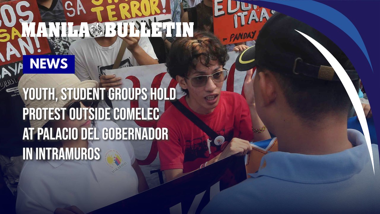 Youth, student groups hold protest outside Comelec at Palacio del Gobernador in Intramuros