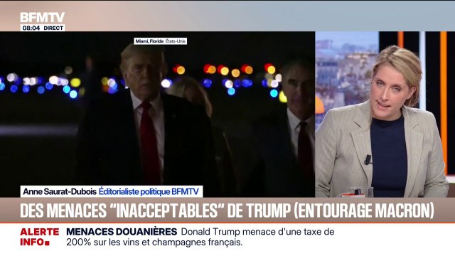 L'entourage d'Emmanuel Macron juge inacceptable et inefficace la menace de Donald Trump de relever les taxes sur les champagnes et vins français de 200%