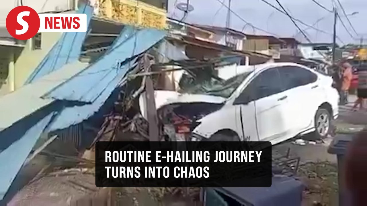 E-hailing driver hits four vehicles and house after swerving to avoid dog