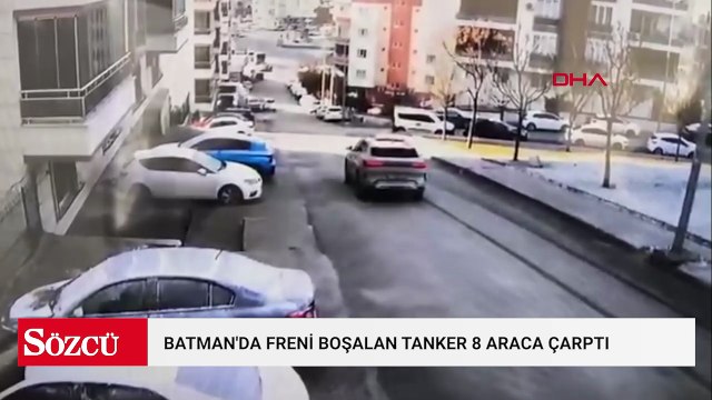 Batman'da freni boşalan tanker 8 araca çarptı