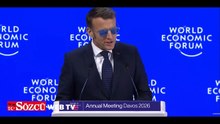 Macron, göz rahatsızlığı nedeniyle güneş gözlüğü takarak Davos'ta konuşma yaptı