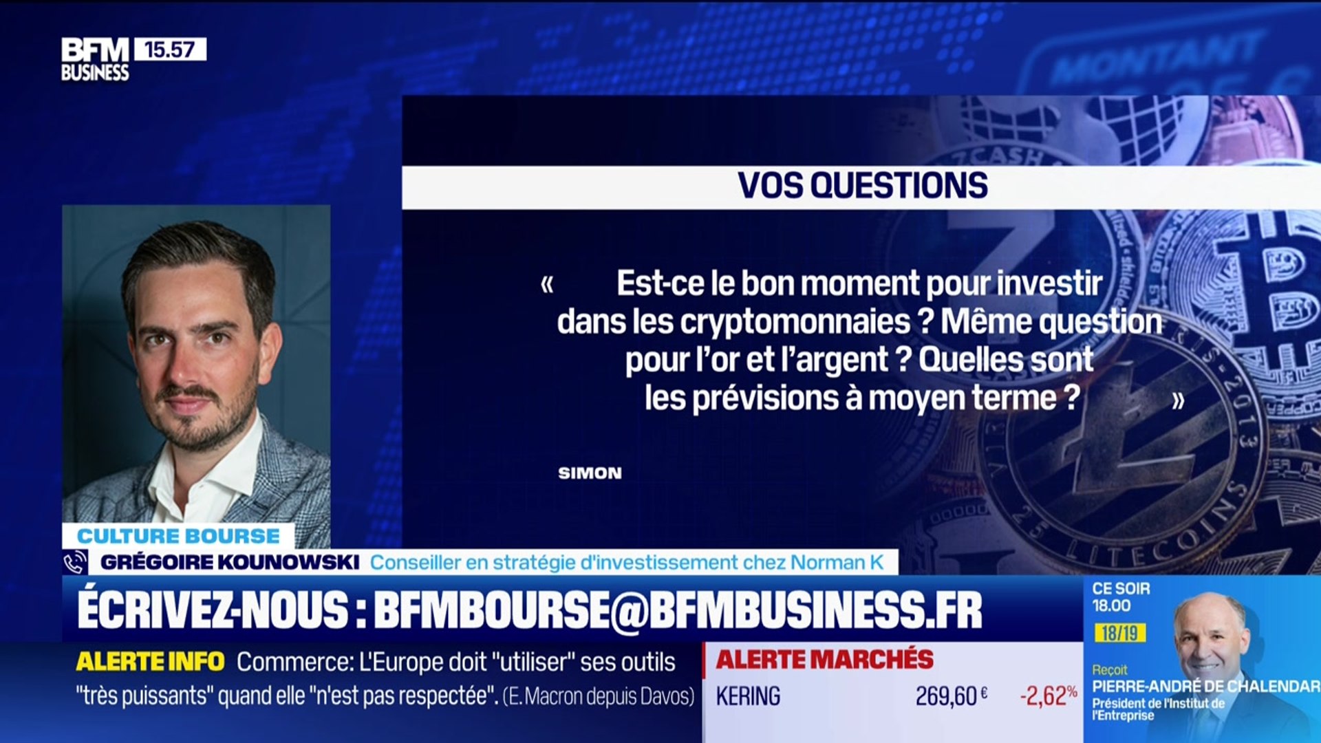 Culture Bourse : « Est-ce le bon moment pour investir dans les  cryptomonnaies ? Même question pour l’or et l’argent ? Quelles sont les  prévisions à moyen terme ? », par Julie Cohen-Heurton - 20/01