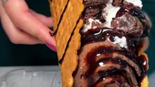 The CHOCOLATEY WASTED ROLLED ICE CREAM TACO from The Rainbow Rolls on Long Island, NY! #DEVOURPOWER