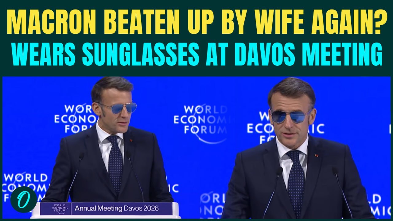 Macron Beaten By Wife Again? French President Wears Sunglasses Indoors at Davos After Eye Burst