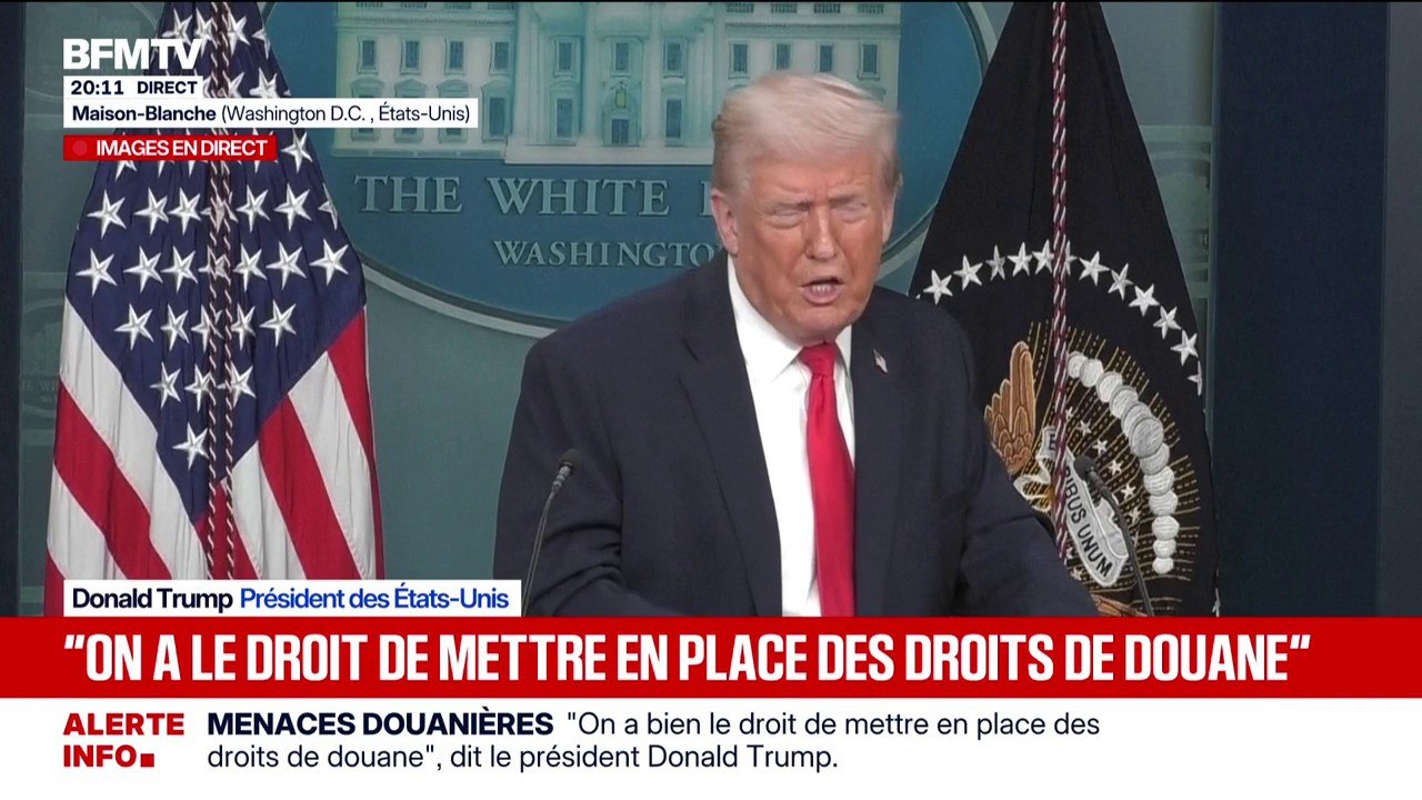 "On a le droit de mettre en place des droits de douane", déclare Donald Trump en conférence de presse depuis la Maison Blanche