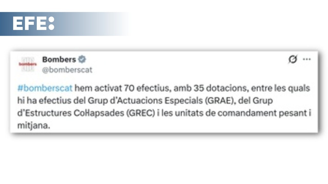 Bombers de Catalunya envía 70 efectivos y 35 dotaciones al accidente de tren de Gelida
