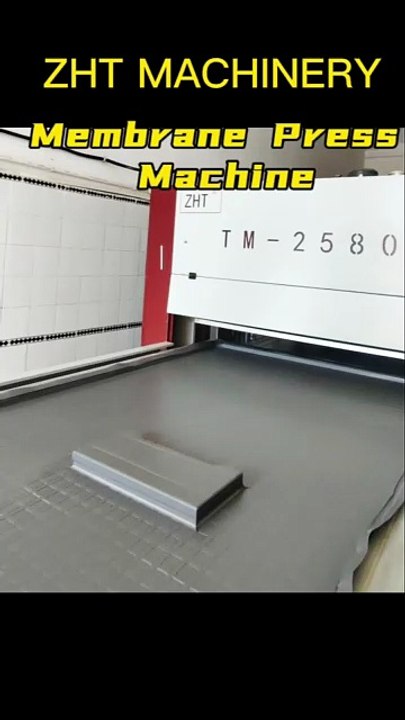 Machine for cover PVC on MDF handle-free doors
