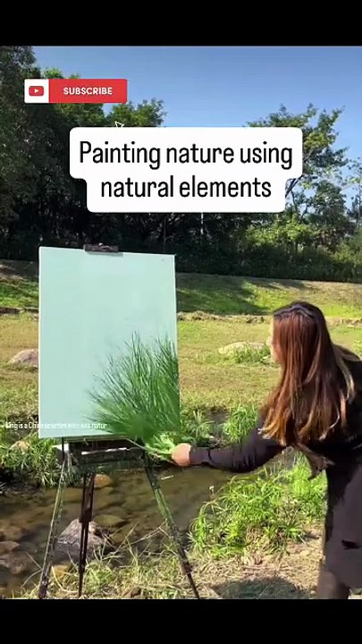 Ling is a Chinese artist who allows nature itself to act as her brush. By coating leaves, grass, and branches with paint and pressing them directly onto canvas, she transfers their natural shapes and textures in one bold, expressive movement. The result f