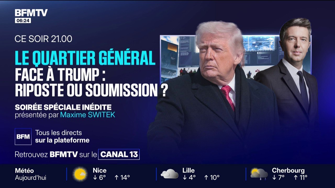 LE QUARTIER GÉNÉRAL - Face à Trump, riposte ou soumission? Suivez la soirée spéciale inédite présentée par Maxime Switek à partir de 21h