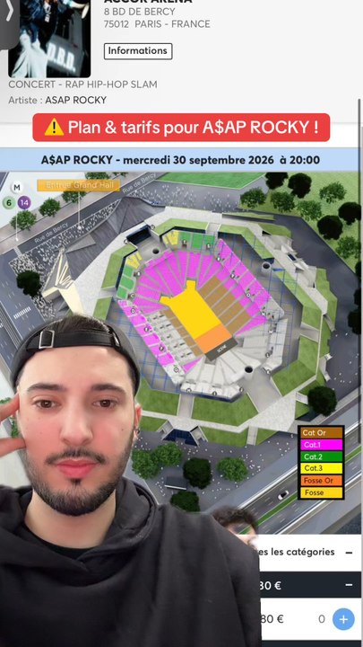 Plan & tarif pour A$AP ROCKY à l’Accor Arena ⚠️
