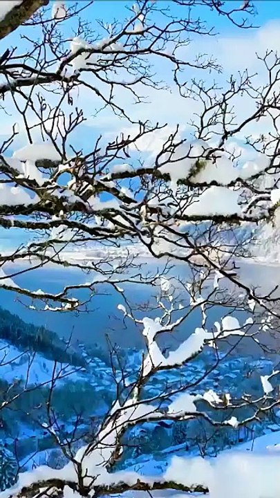 Relaxing Winter Scenery - Zell am See Austria Drone View