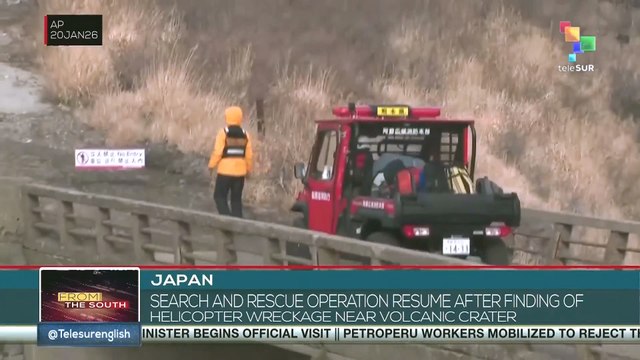Japan: Search and rescue operation resumes after finding of helicopter wreckage near volcanic crater Authorities in Kumamoto Prefecture resumed search and rescue efforts on Wednesday after wreckage was discovered on a slope inside a volcanic crater on
