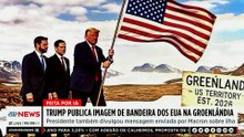 Trump posta montagem de IA em que finca bandeira dos EUA na Groenlândia