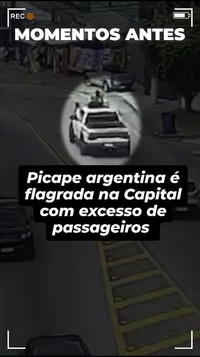 Picape argentina é flagrada com nove passageiros na SC-404, em Florianópolis