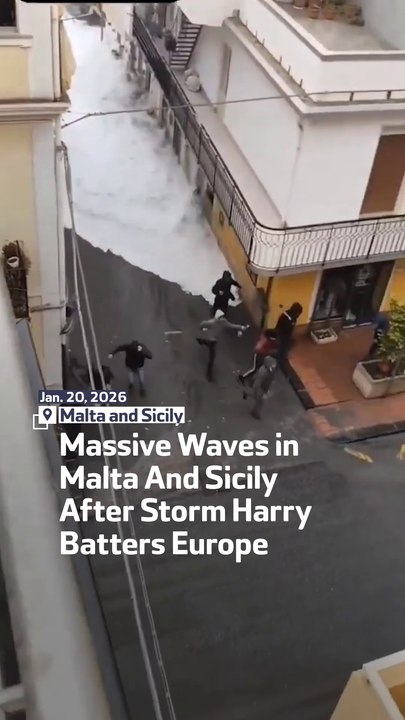 Massive Waves in Malta And Sicily After Storm Harry Batters Europe